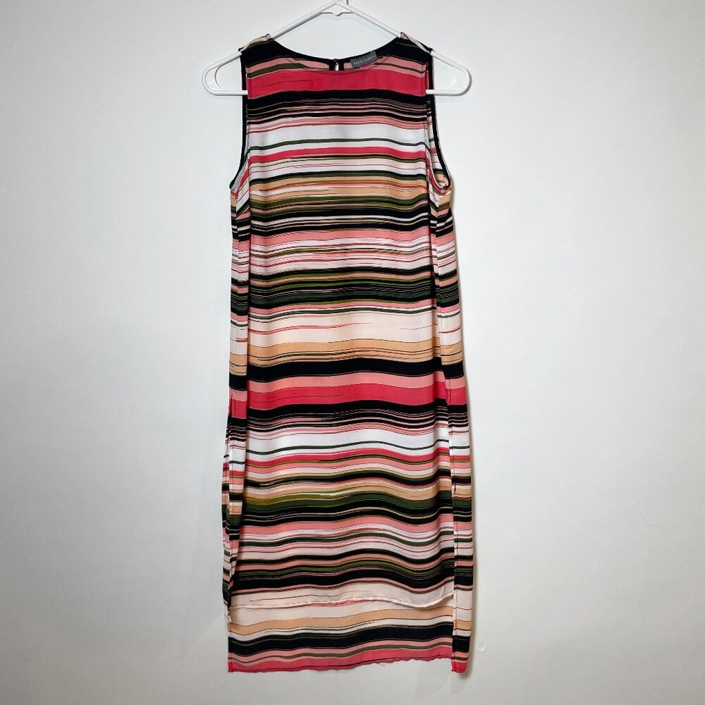 Vince Camuto Sleeveless Maxi Tunic Dress XS Women’s Multicolor Striped Keyhole
